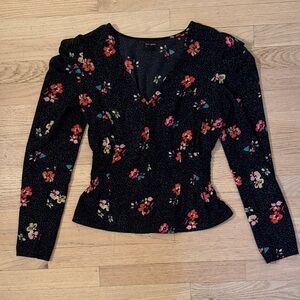 Free Press Black Floral Blouse